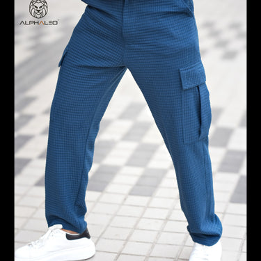 Korean Baggy Fit Structured Cargo Pants Denim Blue