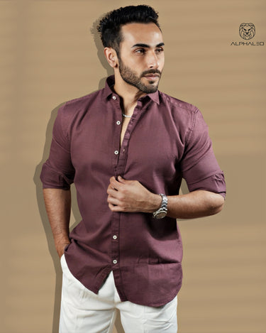 long sleeves Textured Shirt in velvet color