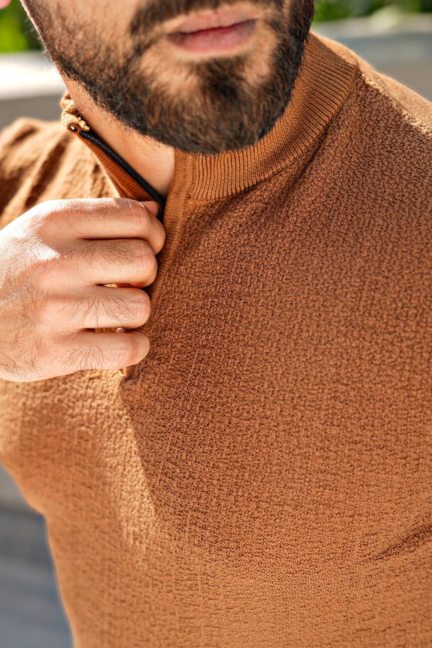 MONARCH QUARTER ZIP TEXTURED KNITTED POLO