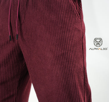 Korean Baggy Fit Corduroy Jogger Pants Wine