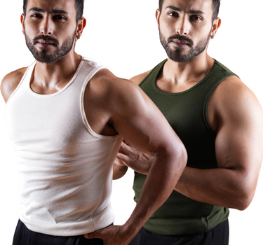 Gladiators pack of 2 Gym Vest. Offwhite,Military Green