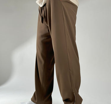 Brown Korean Street fit ice silk viscose Jogger pants