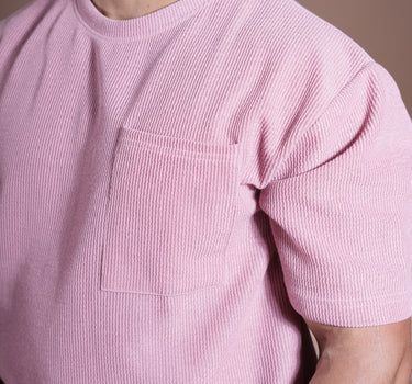 Eternals Oversized Textured Stretchable Tshirt Pink