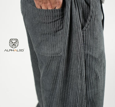 Korean Baggy Fit Coudroy Jogger Pants Dark Grey