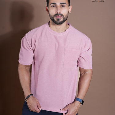 Eternals Oversized Textured Stretchable Tshirt Pink