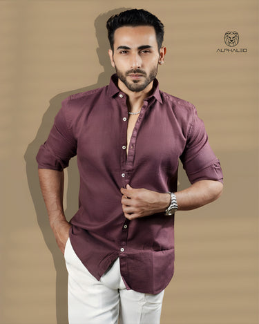 long sleeves Textured Shirt in velvet color