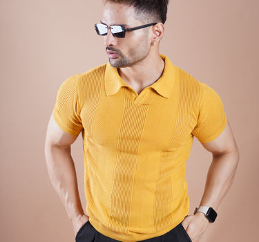 Madrid Knitted Polo Mustard