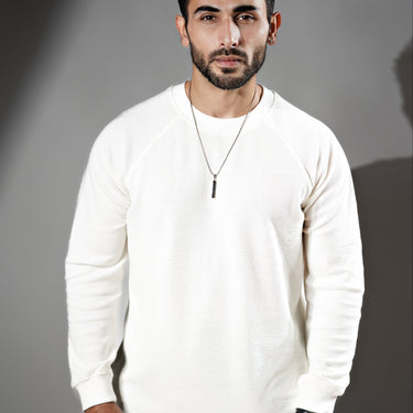 Classic Raglan Long sleeves Sweatshirt in White color