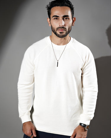 Classic Raglan Long sleeves Sweatshirt in White color
