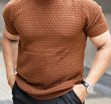 Bottega Jacquard Knitted Tshirt Brown