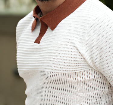 Marcelo Ribbed Johnny collar Polo white