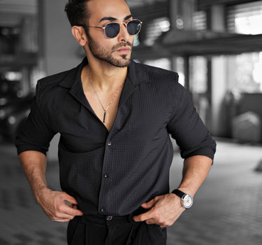 Elite luxury Cuban Shirt Midnight Black