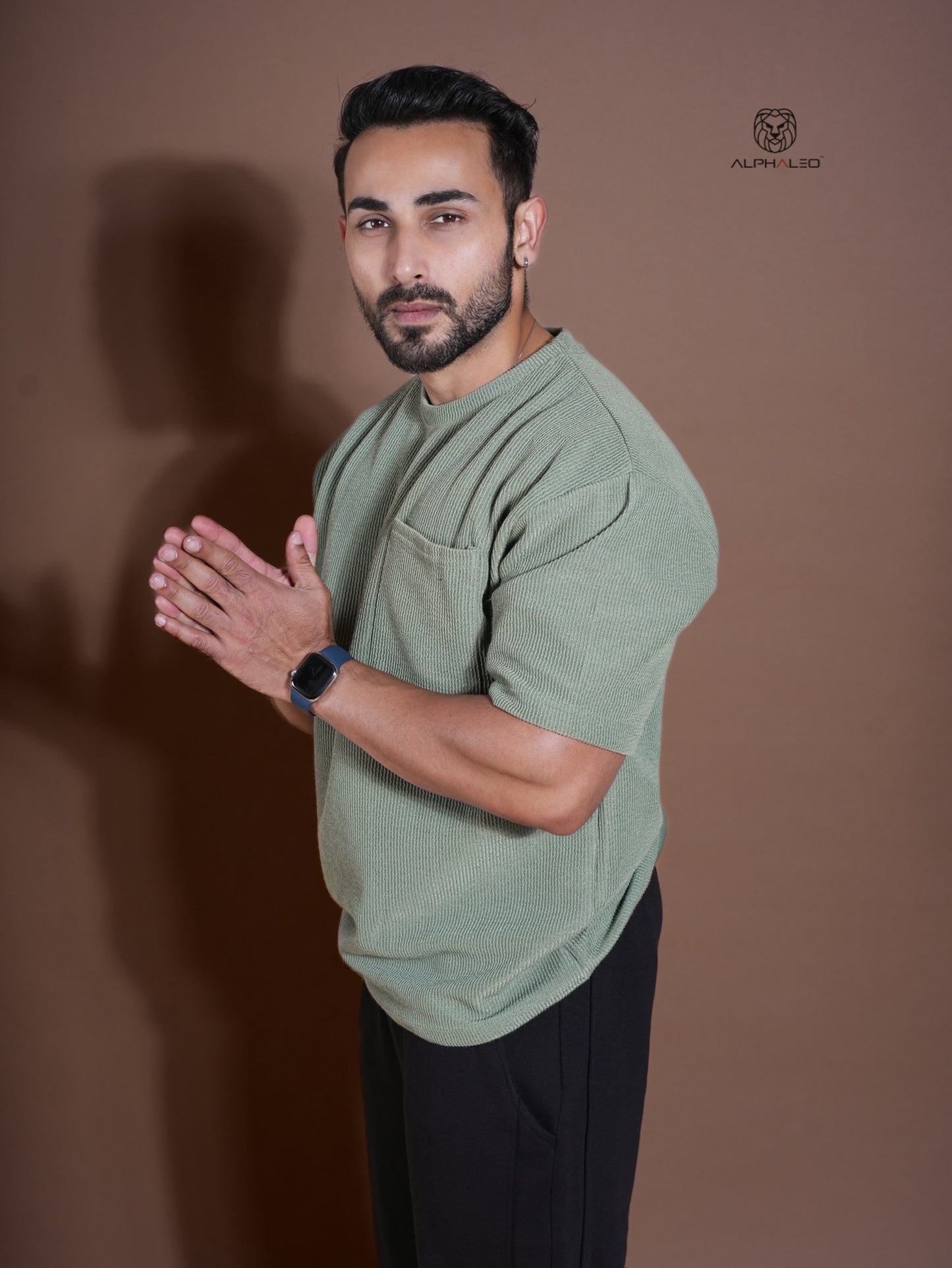 Eternals Oversized Textured Stretchable Tshirt Sea Green