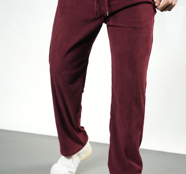 Korean Baggy Fit Corduroy Jogger Pants Wine