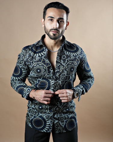  Paisley Print Coudroy Texrured Shirt