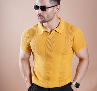 Madrid Knitted Polo Mustard