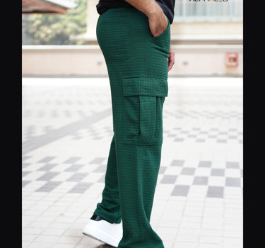 Korean Baggy Fit Structured Cargo Pants Green