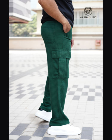 Korean Baggy Fit Structured Cargo Pants Green