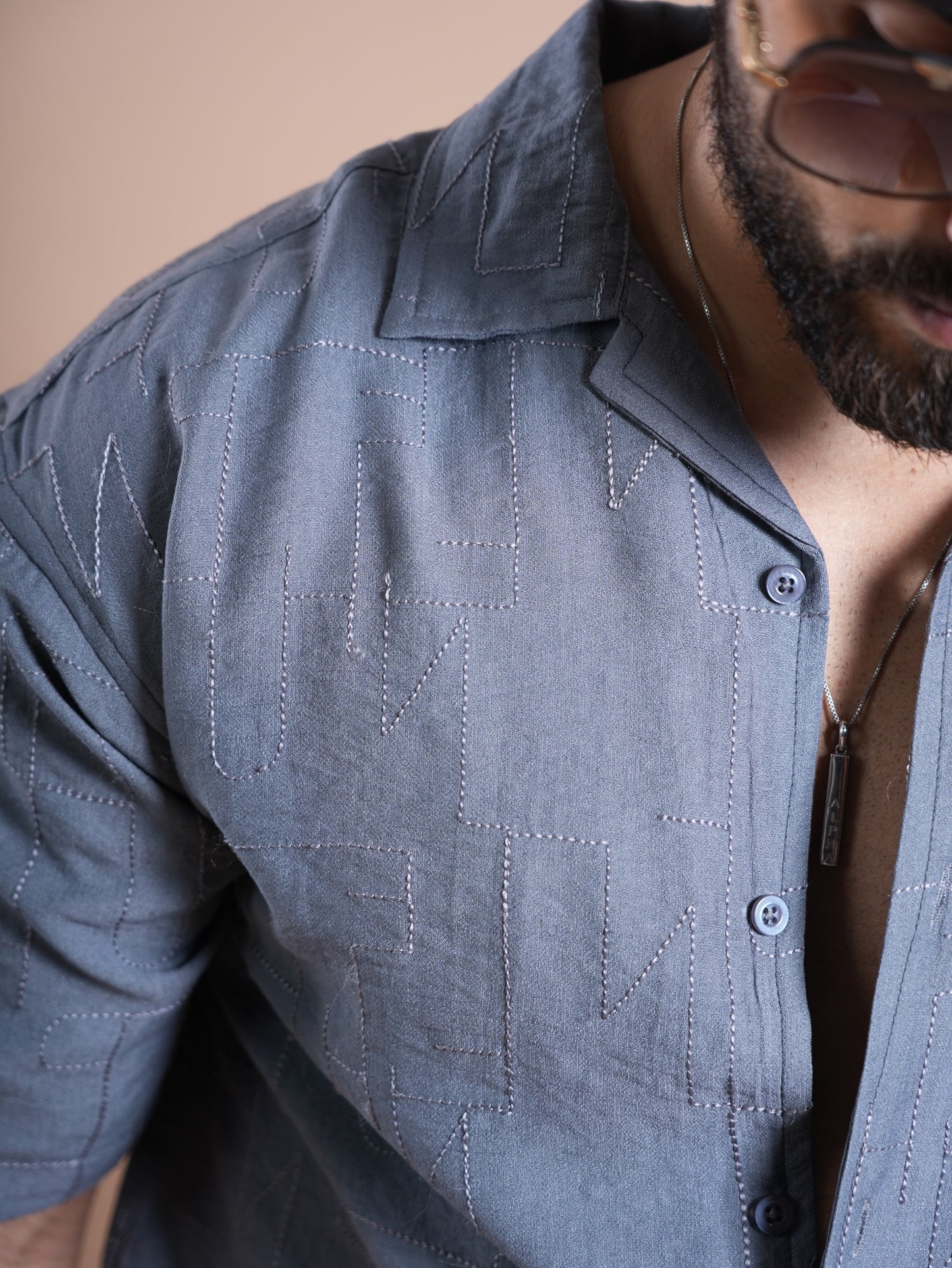 Riviera Half Sleeve Linen Embroidered Shirt