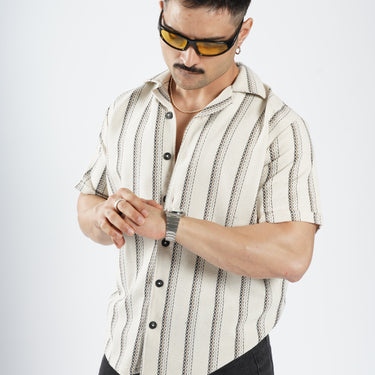 Cabanna Knitted Half Sleeve Textured Shirts