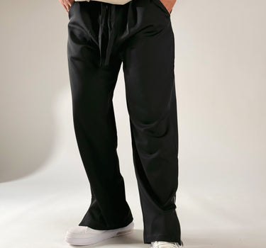 BLACK KOREAN STREET FIT ICE SILK VISCOSE JOGGER PANTS