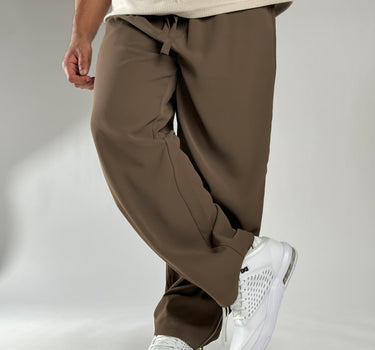 Brown Korean Street fit ice silk viscose Jogger pants