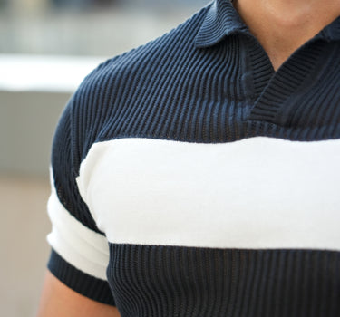 Baller Knitted Textured Polo Black