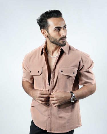 Nexus Luxury Cuban Shirt in Peach color
