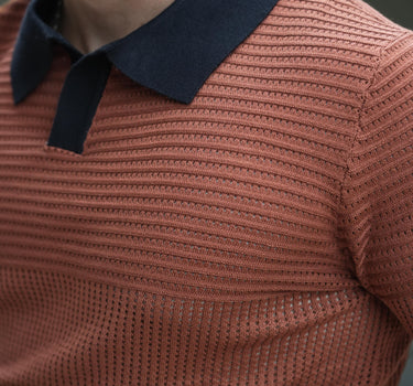 Marcelo Ribbed Johnny Collar Polo Tan