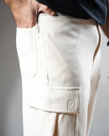 Korean Baggy Coudroy Cargo in Ivory color