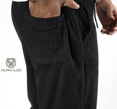 Korean Baggy Fit Coudroy Jogger Pants Black