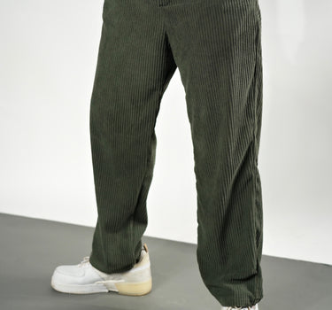 Korean Baggy Fit Corduroy Jogger Pants Dark Green