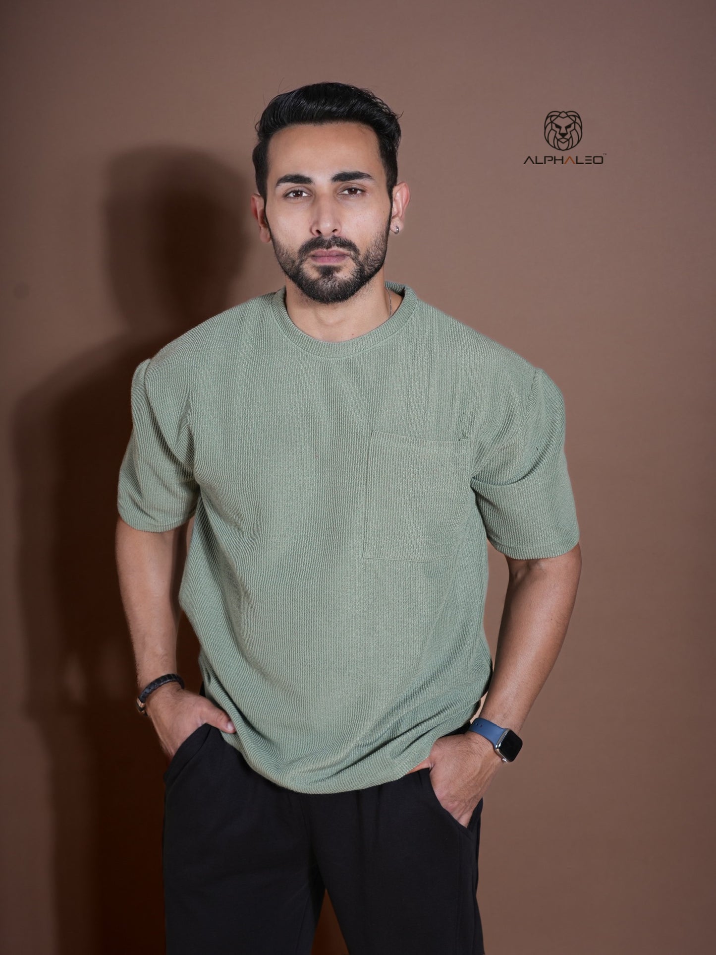 Eternals Oversized Textured Stretchable Tshirt Sea Green