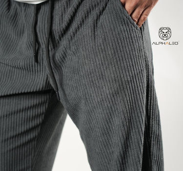 Korean Baggy Fit Coudroy Jogger Pants Dark Grey