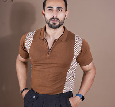 Spaniard 2.0 Zipper Knitted Polo Brown