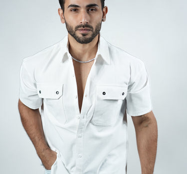 Nexus Luxury Cuban Shirt in Off White color