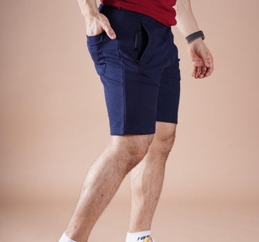 Signature Workout Short Textured Fabric Navy Blue