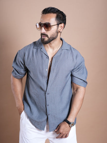 Riviera Half Sleeve Linen Embroidered Shirt