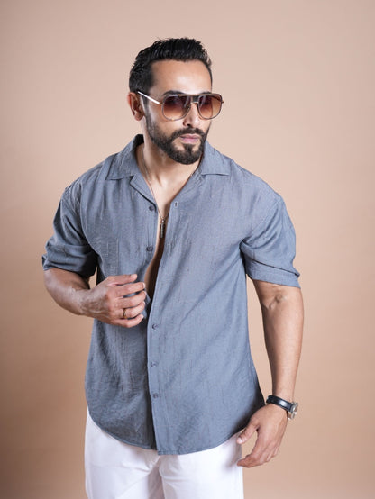 Riviera Half Sleeve Linen Embroidered Shirt