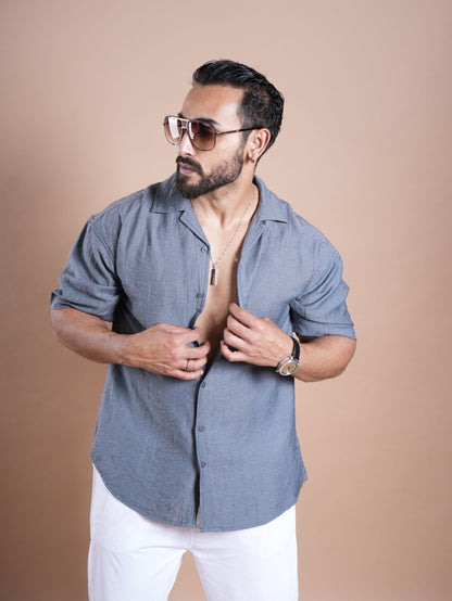 Riviera Half Sleeve Linen Embroidered Shirt
