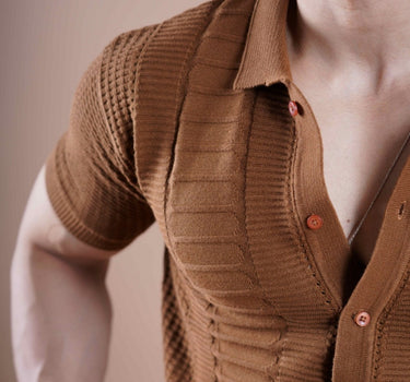 Monaco 2.0 Textured Half Sleeve Shirt Brown